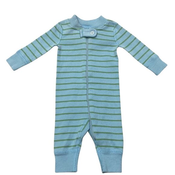 Hanna Andersson Blue & Green Striped Sleeper - Size Newborn - Like New! - Picture 1 of 1